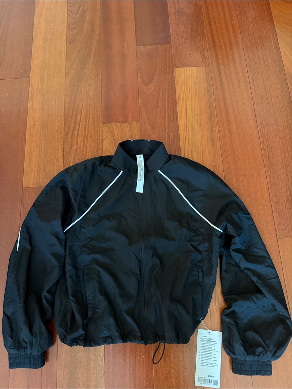 lululemon athletica Black Lightweight Track Jacket with White Piping